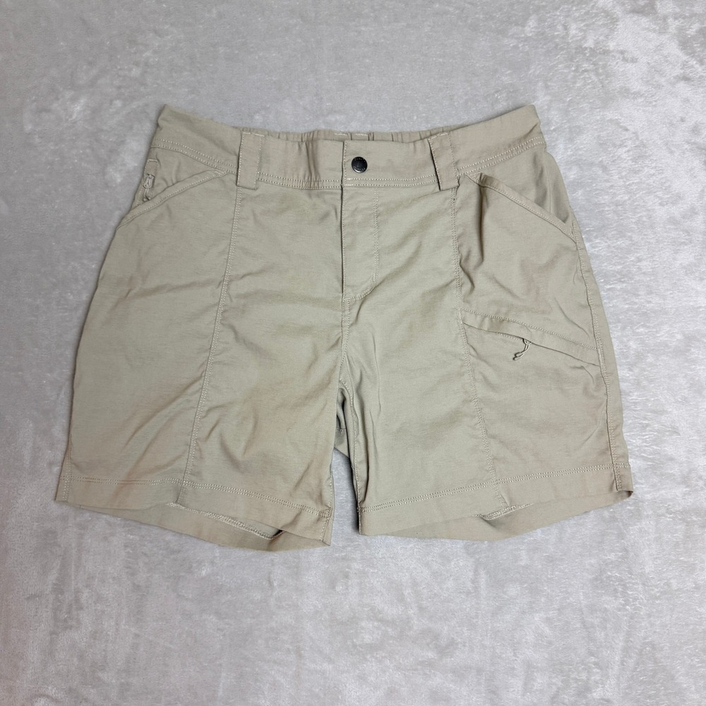 Duluth Trading Dry on the Fly Shorts Women 12 Tan Cargo Hiking Gorpcore Outdoors